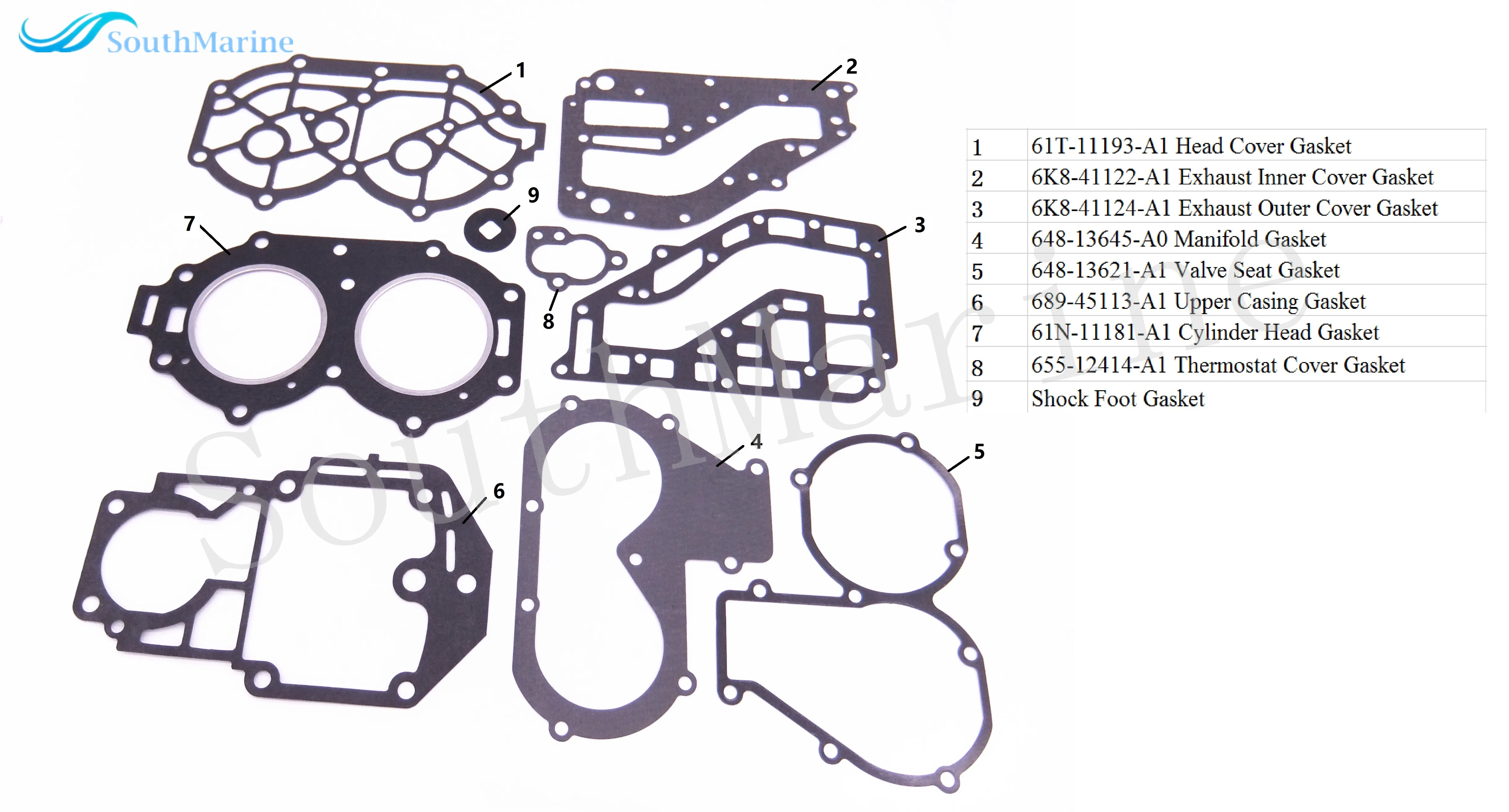 Kit de joints de culasse d\'alimentation pour moteur de bateau, pour Yamaha Parsun 25HP 30HP, Également T-W0001-01 Également T-W0001-02 Également