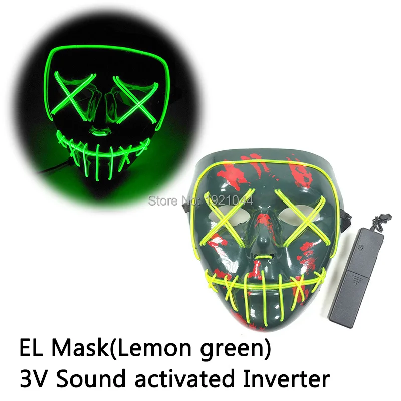 هالوين حزب الحسنات هالوين شبح الشق الفم قناع EL تضيء قناع 10 ألوان مختارة النيون الملونة الرعب حزب قناع #3