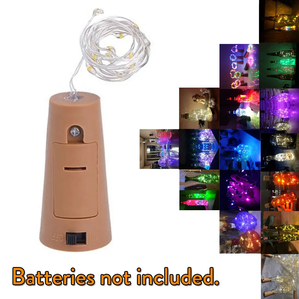 Guirnalda de alambre de cobre para artesanía de vidrio, cadena de luces de hadas para botella, vacaciones, boda, fiesta, decoración, tiras, 2M, 20LED, 6,56 pies