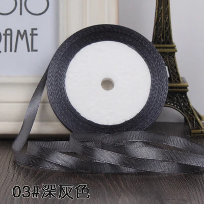 25 Yards 6mm Black Single Face Satin Ribbon Wholesale Gift Packing Christmas Ribbons Wedding Party Decorative Crafts Ribbons