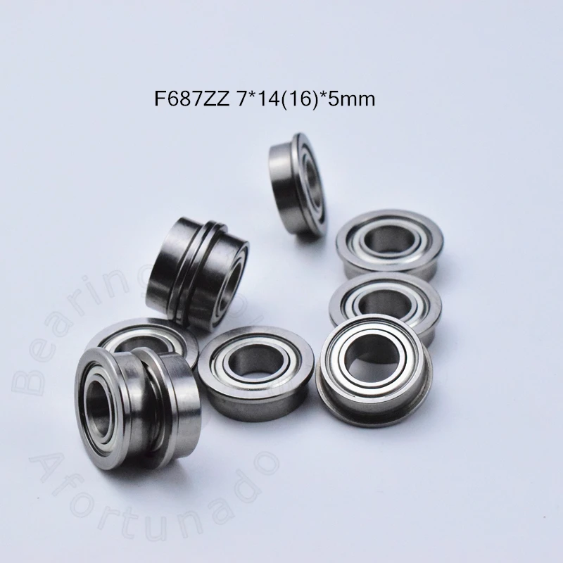 

F687ZZ 10pcs Flange Bearing 7*14(16)*5mm Free shipping chrome steel Metal Sealed High speed Mechanical equipment parts