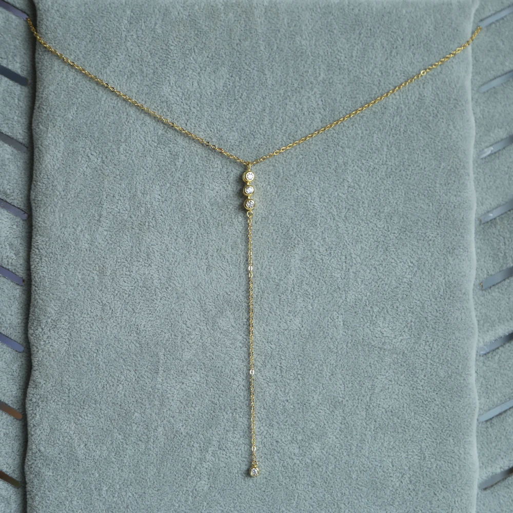 CZ link Long Necklaces Women Bijoux Simple Sweater Necklaces & Pendants New Fashion Y shape lariat ladies jewelry