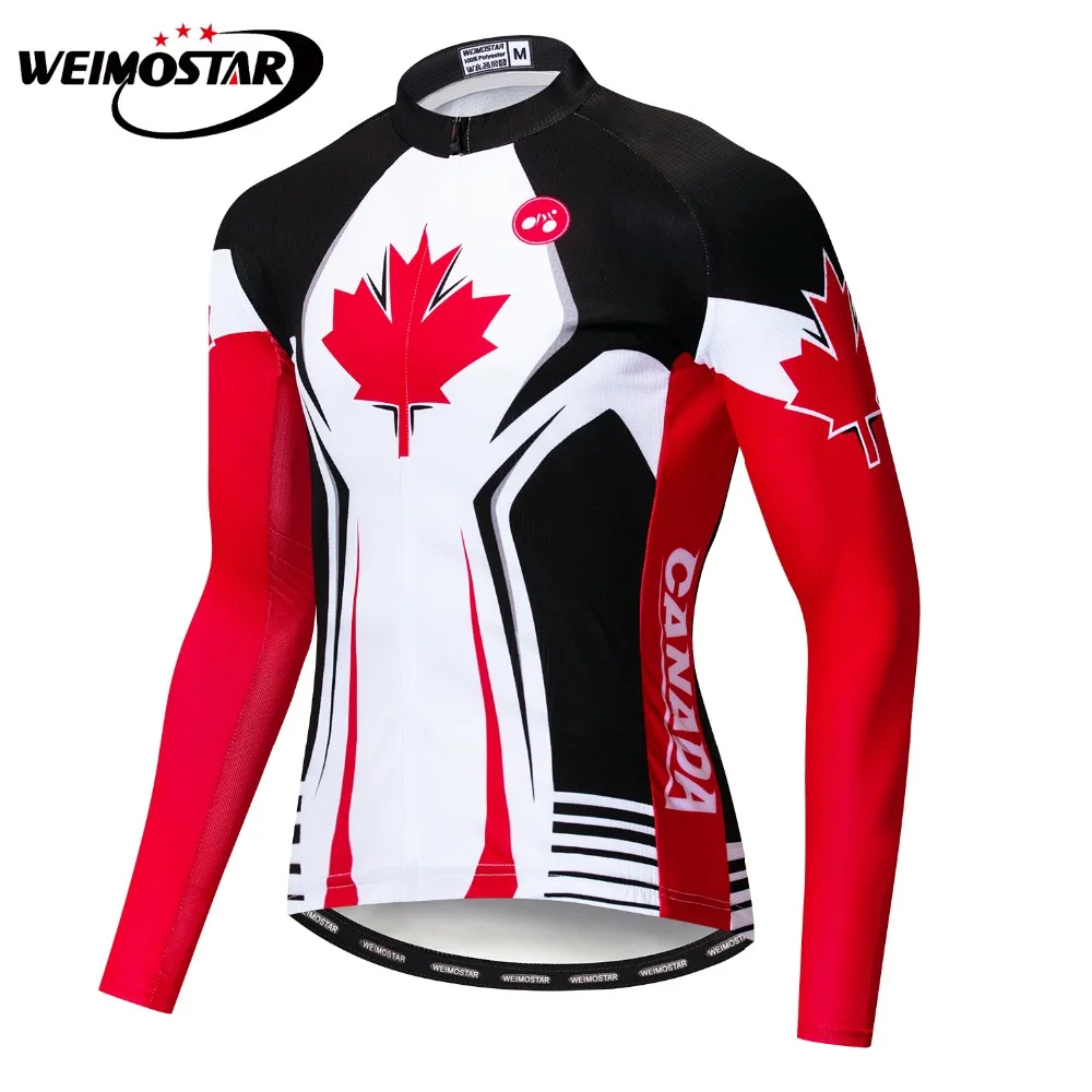 2021 Canada MTB Spring Autumn Men Long Sleeve Cycling Jersey Clothing Pro Team Mountain Road Cycle Wear Bicycle Bike Shirt Top