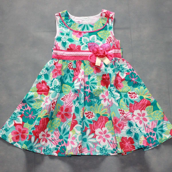 2023 Summer Girls' 100% Cotton Floral Tank Top Dress 2－8T