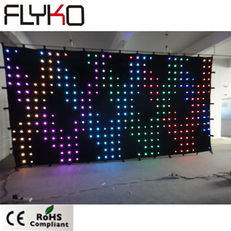 SD controller 3x6m fireproof velvet multi color LED video drape for holiday time party