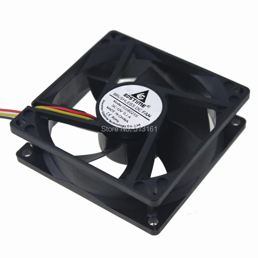 2 PCS/LOT Gdstime 8cm 80mm 80mmx80mmx25mm 3Pin 8025 Heatsink Radiator 12V Cooling Cooler Fan