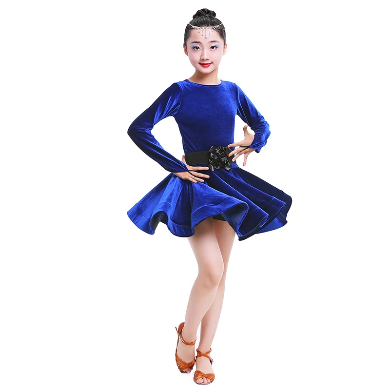 2019 novo estilo crianças vestido de dança latina para meninas salsa tango rumba formação latina vestido de salão dança meninas vestidos e cinto