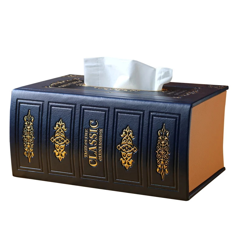 European style retro tissue box creative car leather box old book storage box paper crafts Art wet wipes box