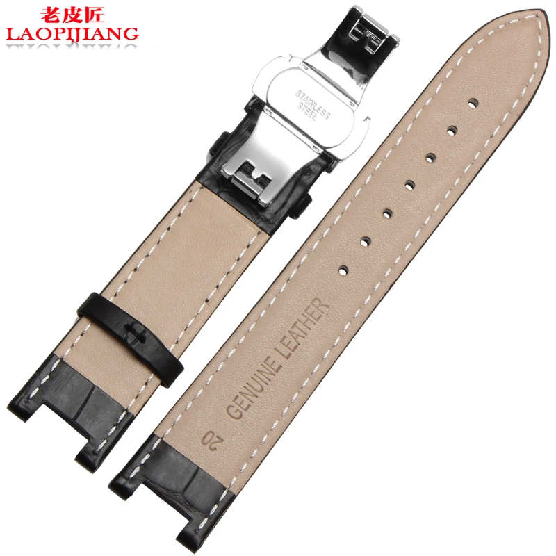 Notched genuine leather watchband for GC watch band 22*13mm 20*11mm quality genuine leather strap with Screws wristwatches band