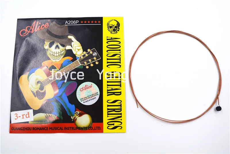 10 Pack Alice A206P/024 Acoustic Guitar Strings G-3rd Black Ball-End Single Phosphor Bronze Color Alloy Wound String