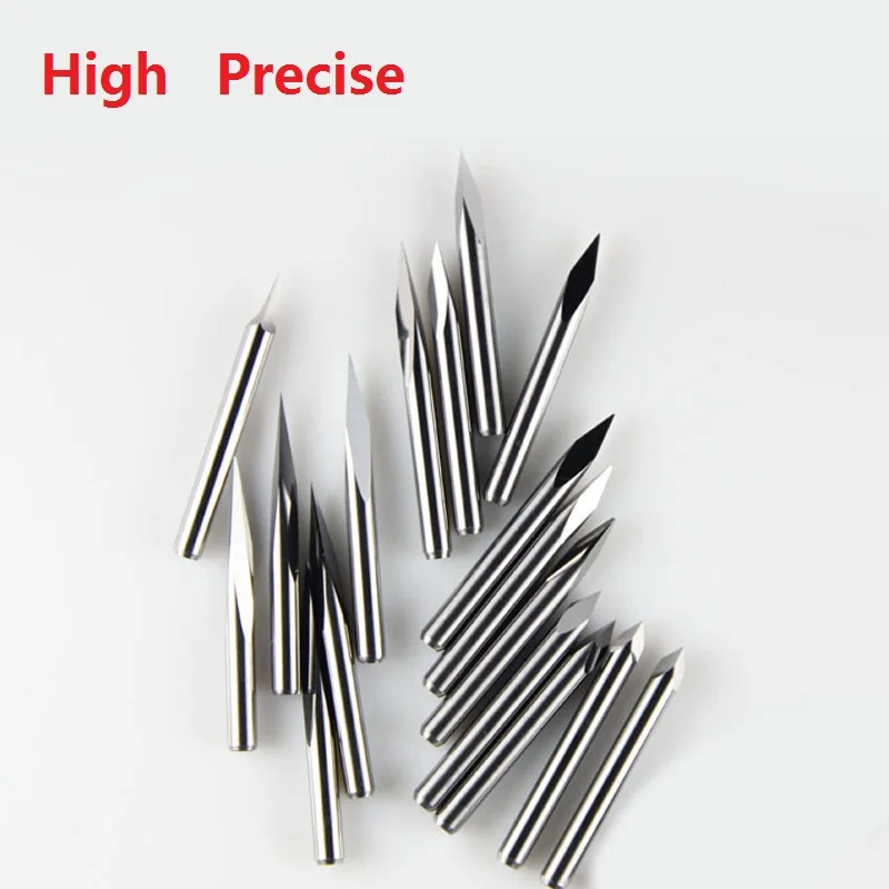 1pc 3.175mm SHK 3 Edge CNC Router Bits Pypamid tools Carbide Woodworking 3 face Tools 6 mm SHK Stone Carving Bits