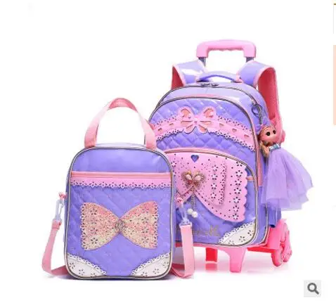 Student School Bag On wheels Children luggage Rolling Bags wheeled  Backpacks bag for Girls Travel Trolley backpack bags for kid