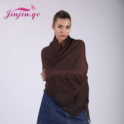 Jinjin. QC moda kobiety cekiny szalik bawełna hidżab Echarpe chustki na szyję Femme chustka szyfonu szaliki i pashmina Drop shipping