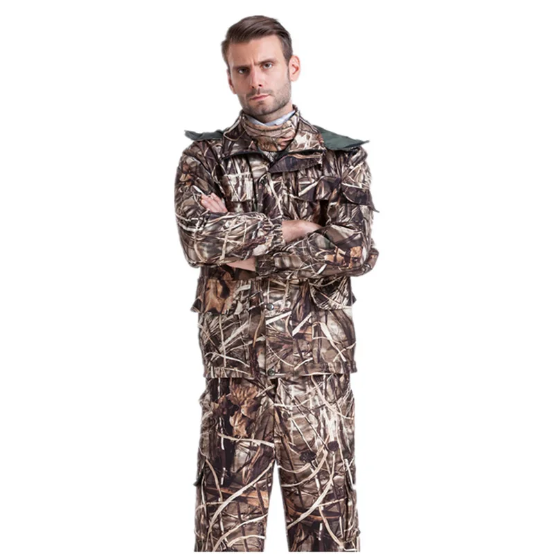 Outdoor Men's Hunting Suit Reed Bionic Camouflage Clothing Suit Oversized Waterproof Birdwatching Fashing Suit 4XL A2F122