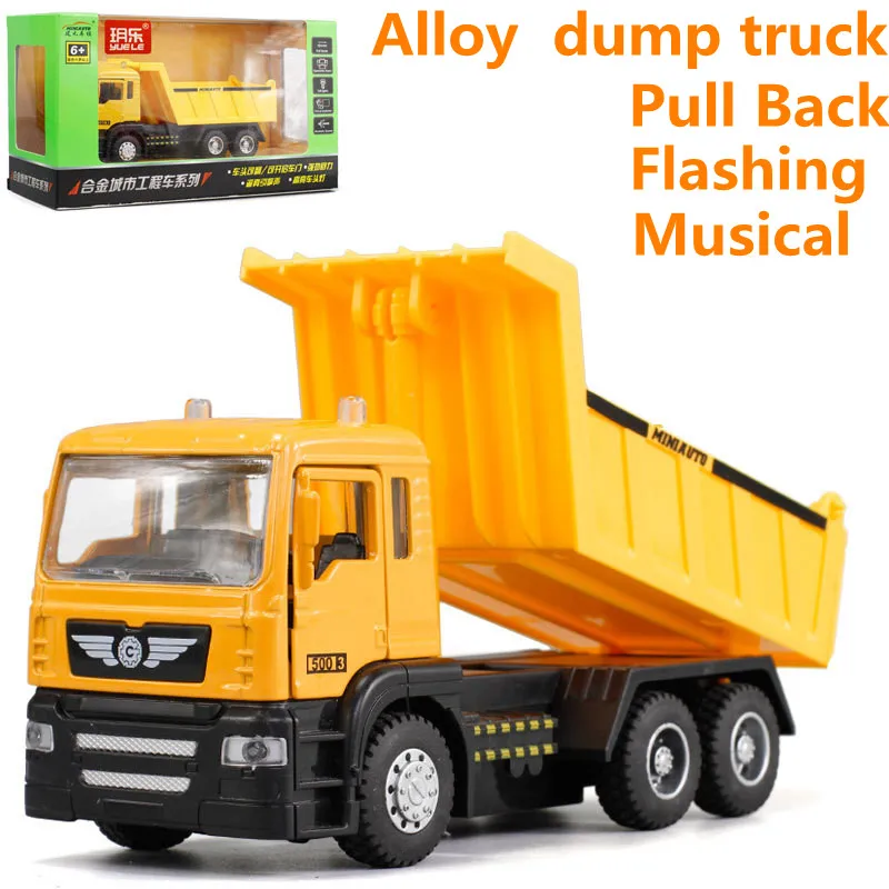 

High simulation Dump truck model,1: 43 scale alloy pull back toy cars, flashing & musical,diecasts & toy vehicl,free shpping