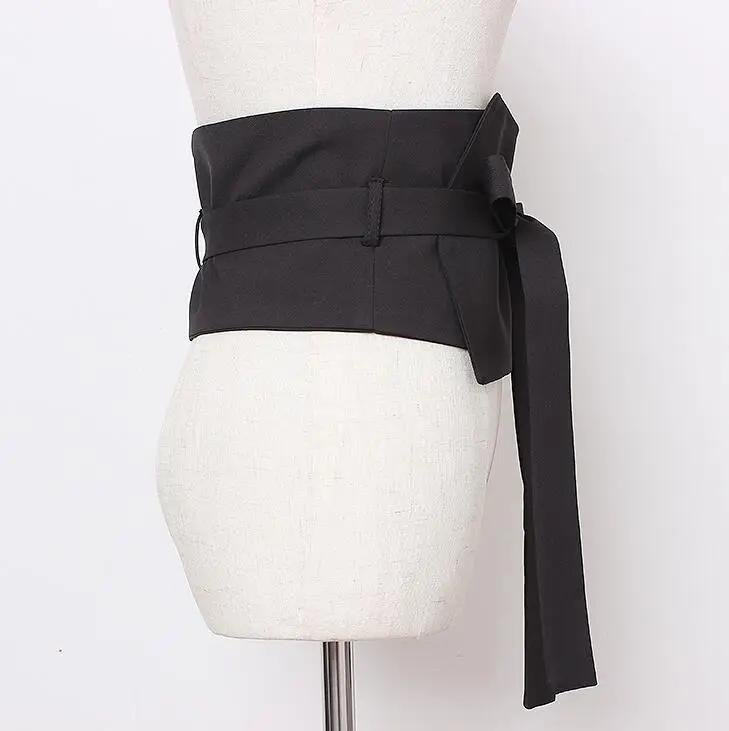 Women's runway fashion black fabric bow Cummerbunds female Dress Corsets Waistband Belts decoration wide belt R1693