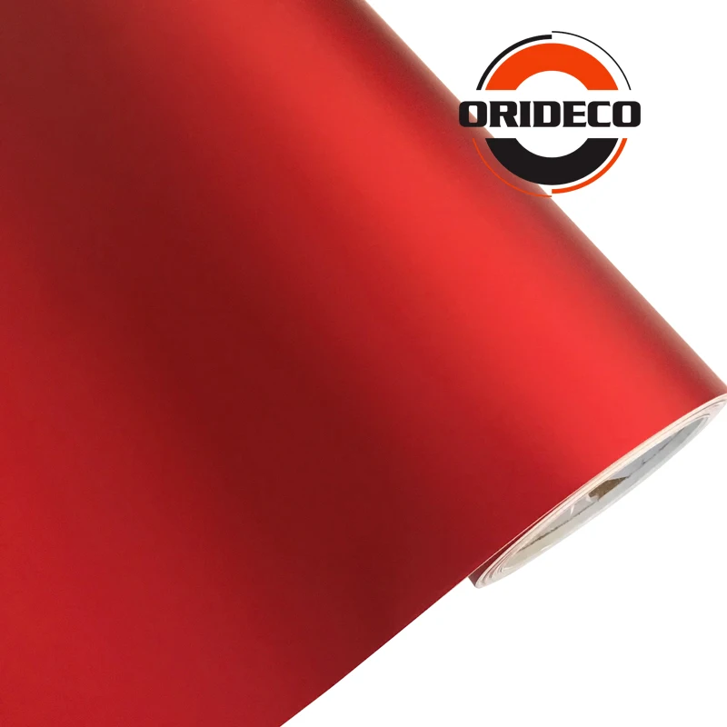 50cm*100/150/200/300/500cm Bright Red Matte Metallic Car Vinyl With Air Channels Satin Metallic Red Car Film Decoration