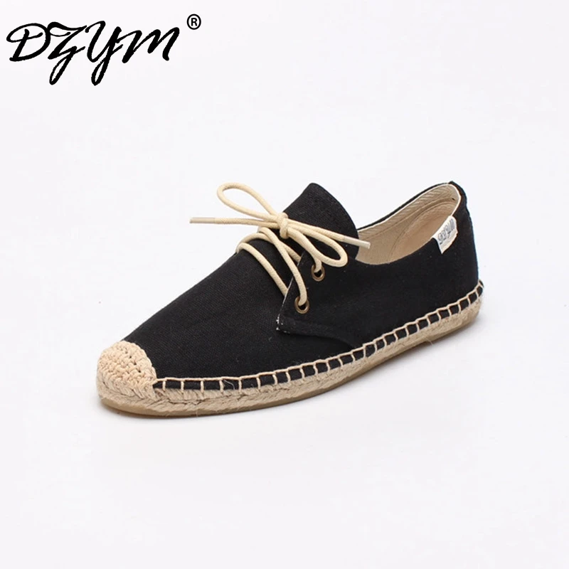 

DZYM Spring Summer Classic Canvas Espadrilles High Quality Women Flats Leisure Sneakers Pure Hand-made Linen Shoes Zapatos