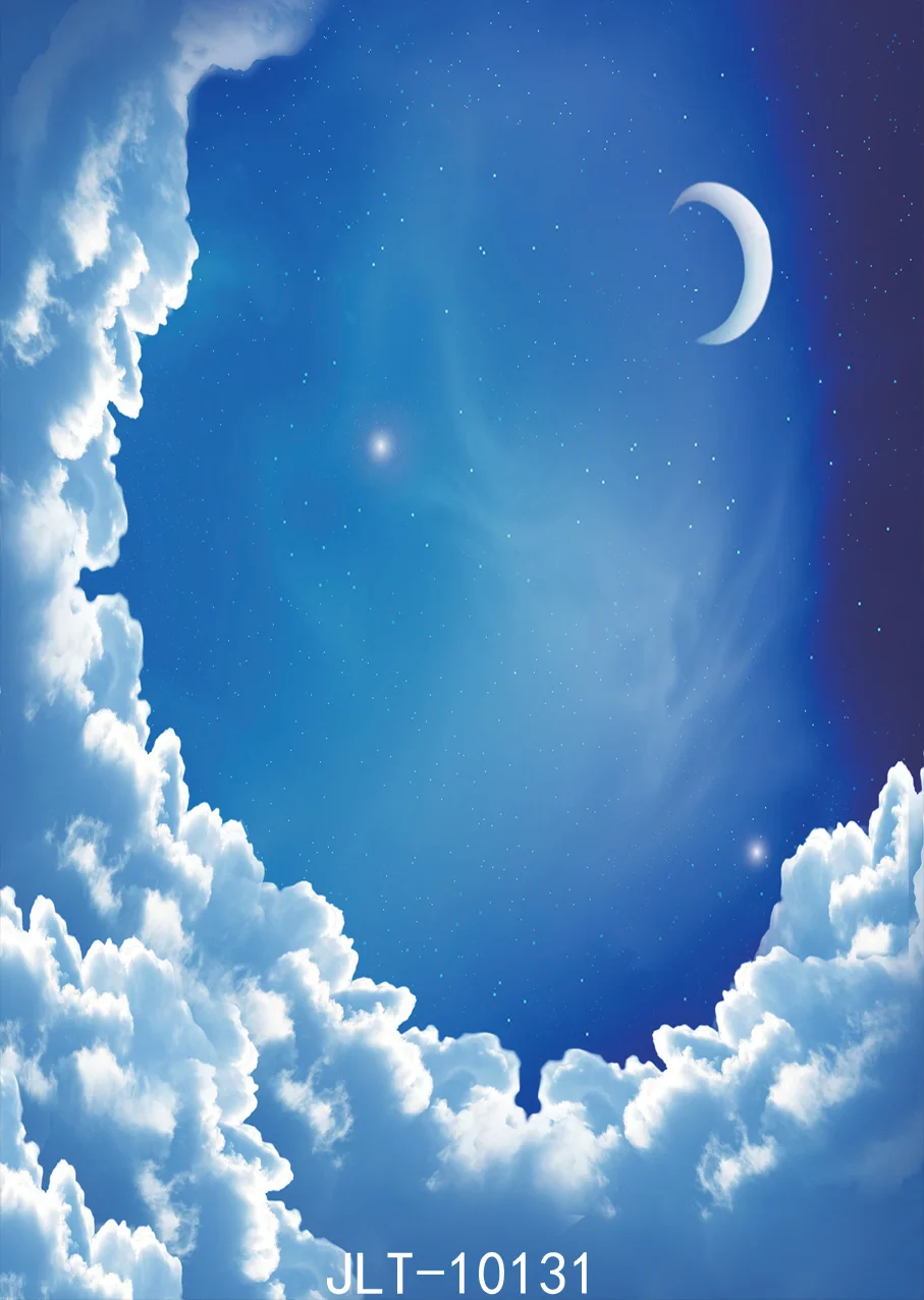 Виниловый фон для фотосъемки с изображением ночной Луны голубого неба облаков для свадебной детской фотосъемки