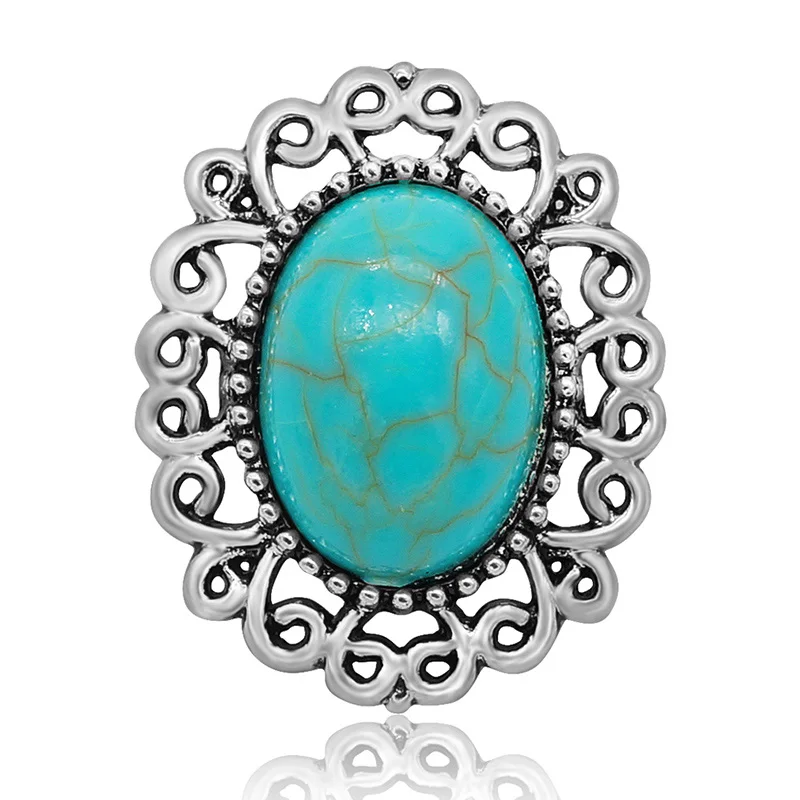 New KZ1397 Beauty turquoisestone pattern Elephant flowers starfish 20MM snap buttons fit snap bracelet jewelry wholesale