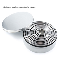14Pcs Stainless Steel Mousse Ring Round Stainless Steel Cookie Molds Set Dumplings Wrappers Cutter Maker Tools Cake Mould