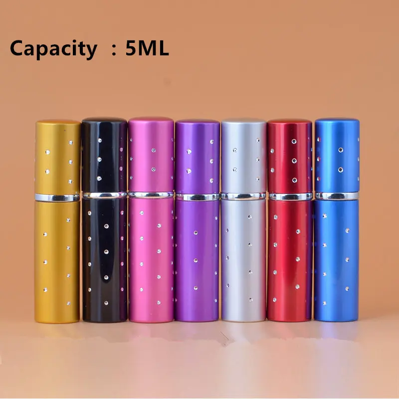 

50pcs/lot 5ml Empty Aluminum Refillable Perfume Bottle 10ml Portable Travel Glass Spray Bottle Packaging Atomizer Parfum Bottle