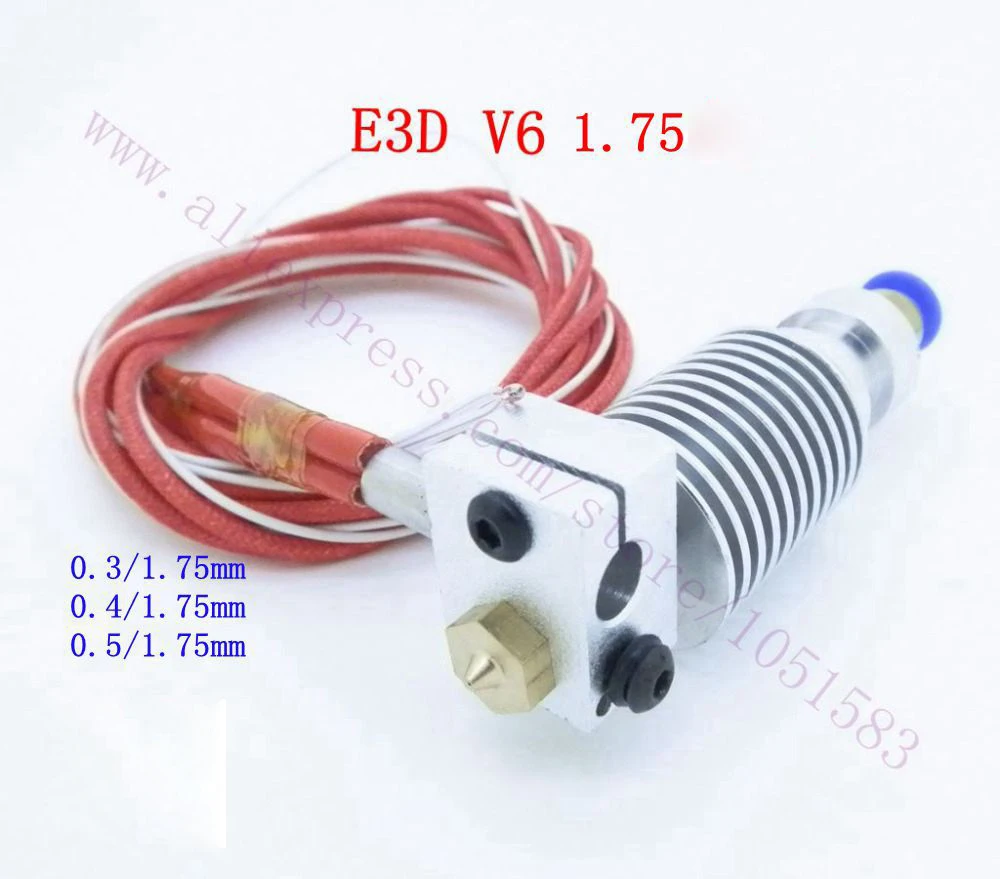 

V6 All metal J-head Hotend Bowden with 12V/24V Heater& 100k NTC Thermistor, 1.75mm bowden extruder, 0.4mm/0.3/0.5