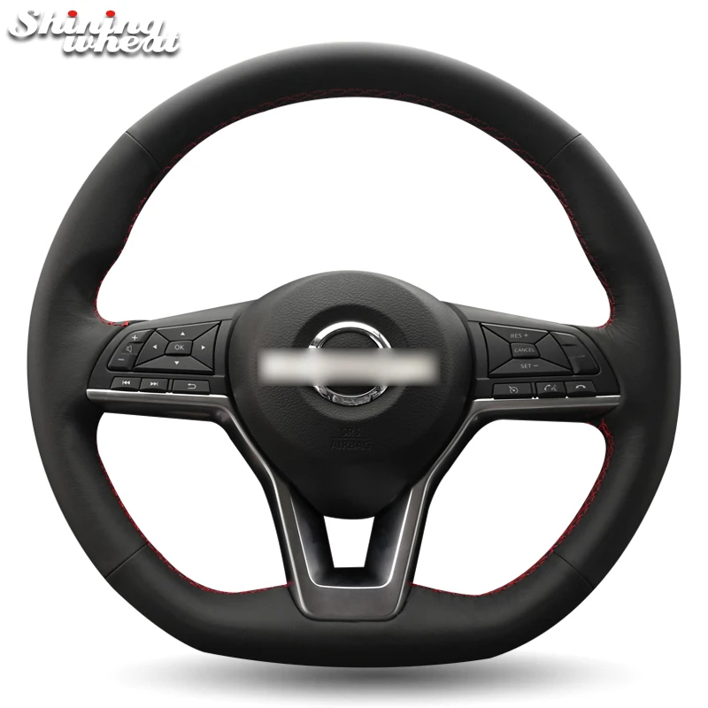 Shining wheat Black Genuine Leather Car Steering Wheel Cover for Nissan X-Trail 2017