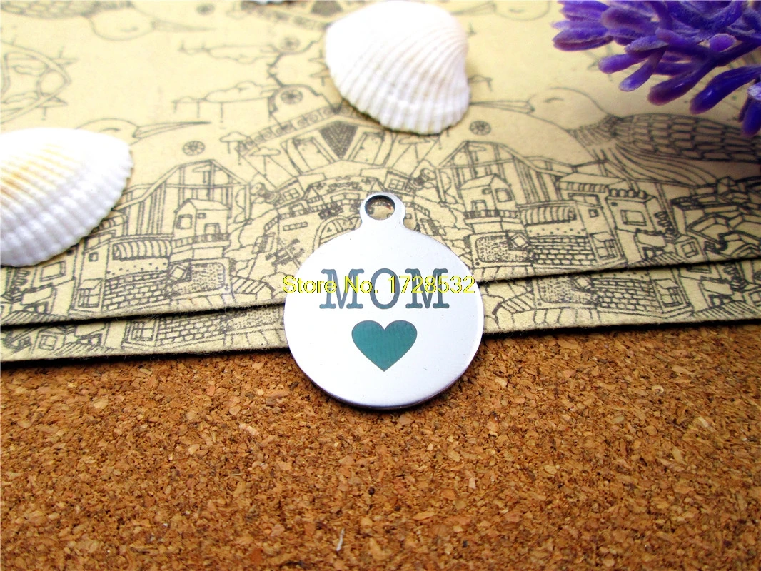 

20pcs--stainless steel charms "MOM heart" 5 style for choosing DIY Charms Pendants