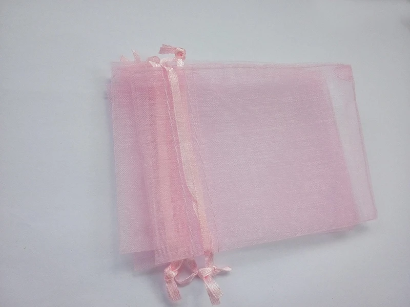 1000pcs 13*18 Pink gift bags for jewelry/wedding/christmas/birthday Organza Bags with handles Packaging Yarn bag