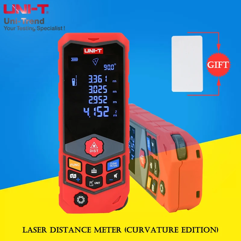 UNI-T LM50D/LM100D Laser Distance Meter (Curvature Edition); IP65 waterproof/dustproof laser range finder (voice broadcast)