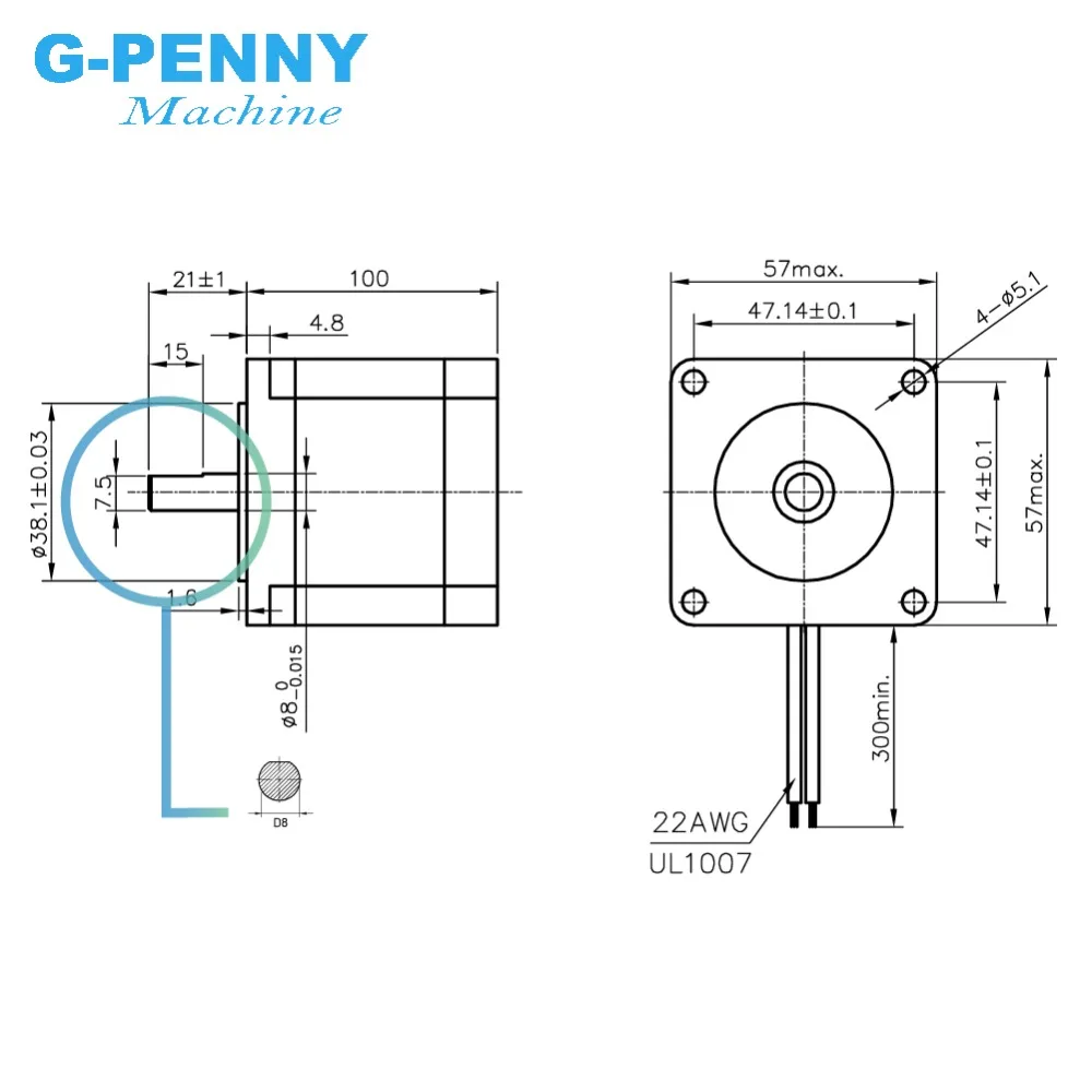 G-PENNY NEMA 23 Stepper motor 57x100mm 2.5Nm Nema23 CNC stepping motor 357Oz-in D=8mm for CNC machine, 3D printer