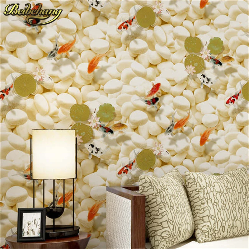 beibehang Lotus goldfish bedroom wallpaper for living room sofa TV background papel de parede 3d flooring wall papers home decor