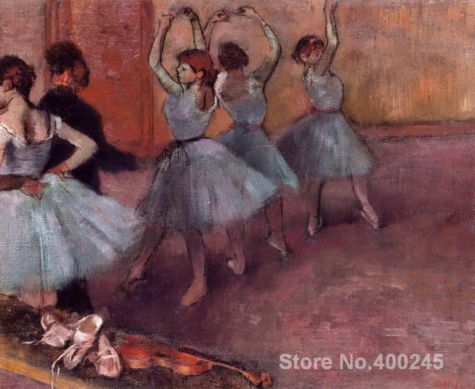 

Portrait Paintings impressionist Dancers in Light Blue (Rehearsing in the Dance Studio) Edgar Degas High quality Handpainted