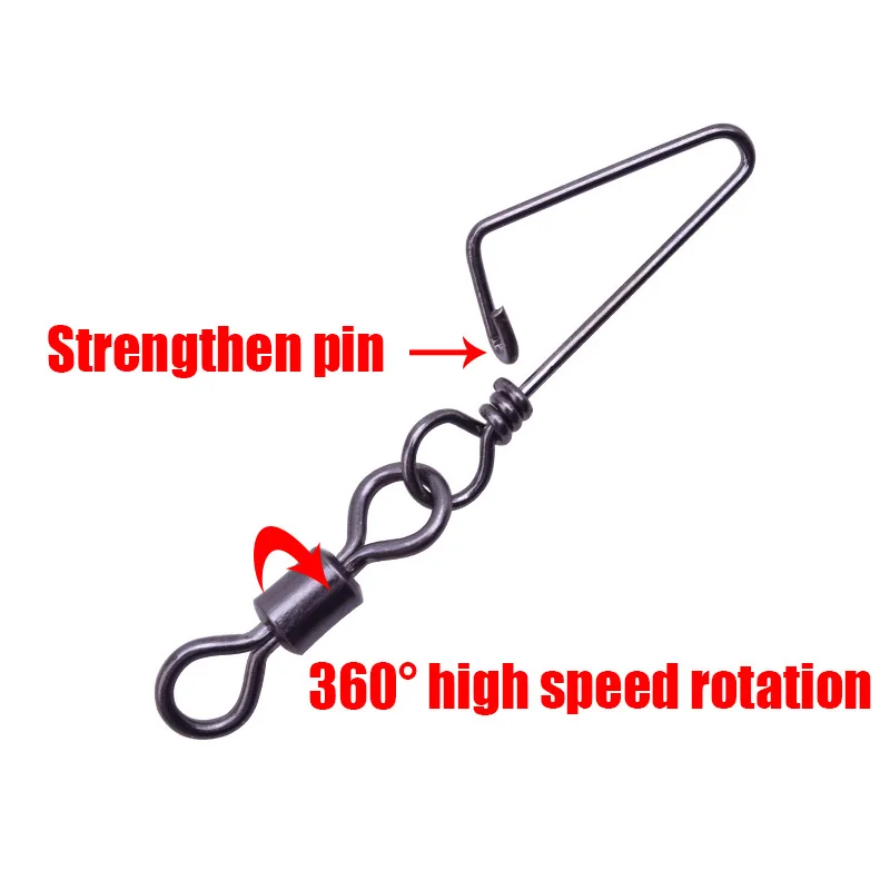 20cs/Lot Strengthen Fishing Connector Pin Bearing Rolling Swivel Stainless Steel With Snap Fishhook Lure Accessorie Tackle