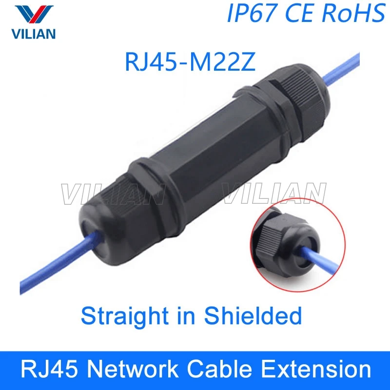 

RJ45 Waterproof connector Metal shielded Outdoor network cable extension butt joint straight in interface 1 unit