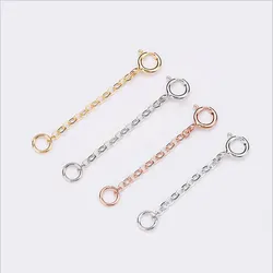 2Pcs 3/5/8cm 925 Sterling Silver Extended Chain with Lobster Claps Connector Extension chain for Necklace Bracelet DIY Jewelry