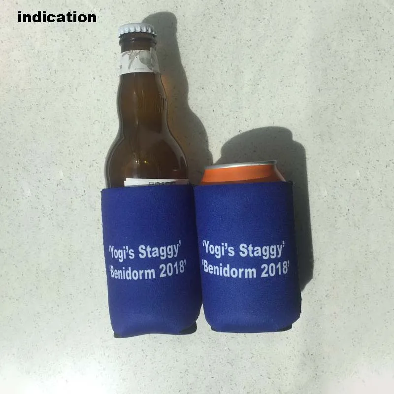 

100pcs Customized LOGO printed Neoprene Stubby Holders With Bottom Small Order Insulated Stubby Cooler For Food Wine Wedding