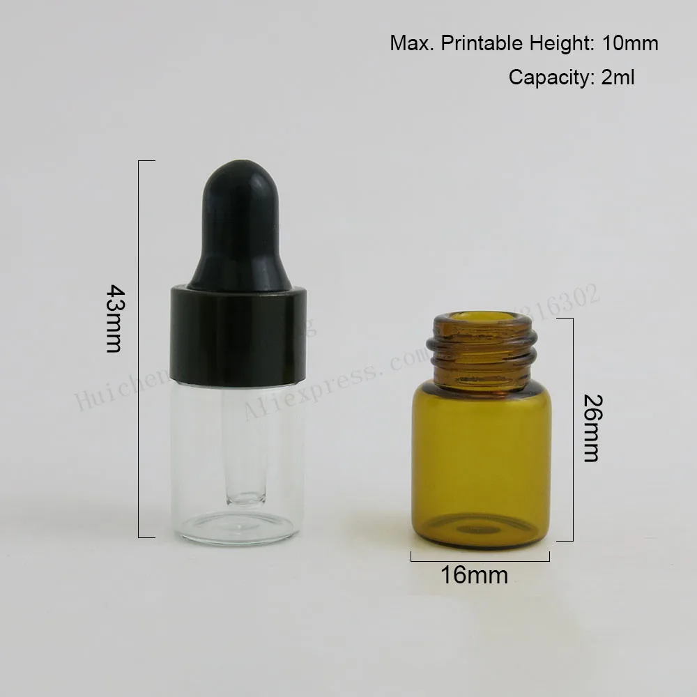 Promotion 500 x2ml Small Clear Amber Glass Dropper Bottle Mini Transparent Glass Vial With Pipette Dropper Small Dropper Bottle