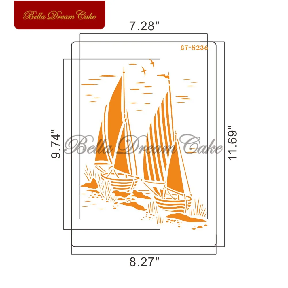 Sailboat Design Cake Stencil Layering Plastic Stencils For DIY Scrapbooking Painting Drawing Stencils Template Cake Tool