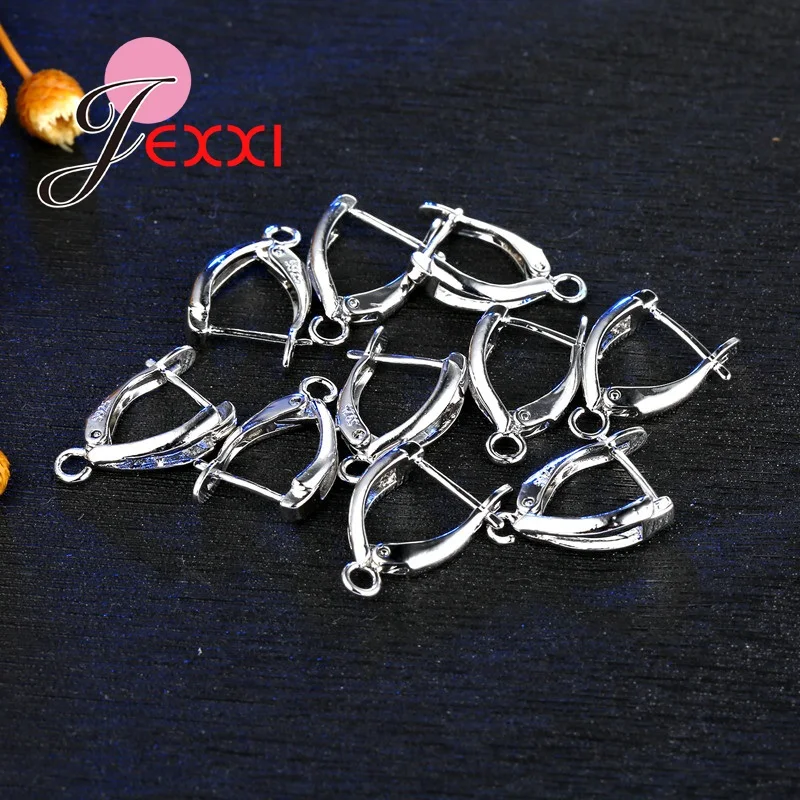 Brand High Quality 10Pairs Wholesale S925 Stamped Sterling Silver Color Hook Earrings DIY Jewelry Ear Findings Components