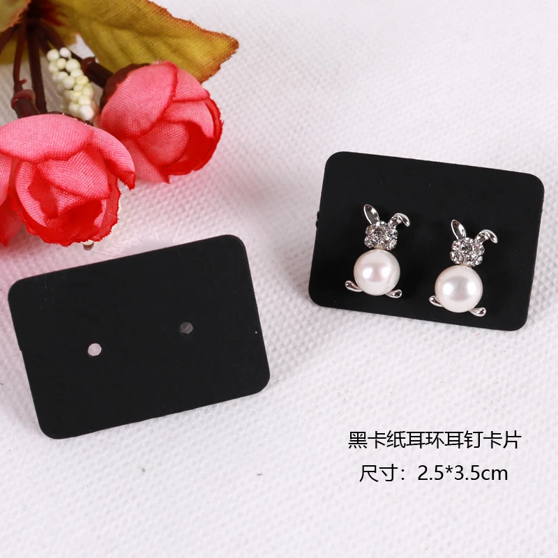 100Pcs 2.5x3.5cm Blank Kraft Paper Earring Cards Hang Tag Jewelry Display Ear Stud Cards Favor Label Tag White Black Brown Color