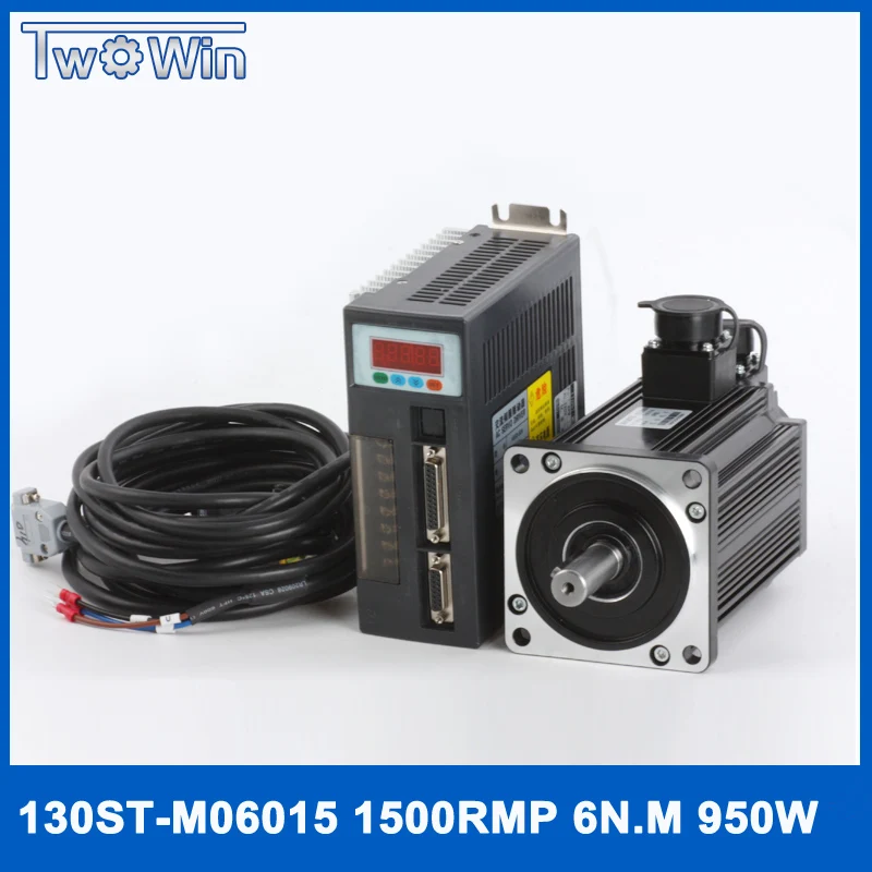 0.95KW AC Servo Driver 1500rpm 6N.M 950W 130ST-M06015 AC Servo Motor with 3 Meter Cables