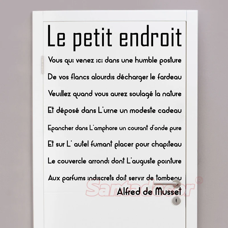 Sticker-citation Porte De Toilette Le Petit Endroit Vinyl Mural WC Art Decal Toilet Door Sign Home Decor Poster Wallpaper