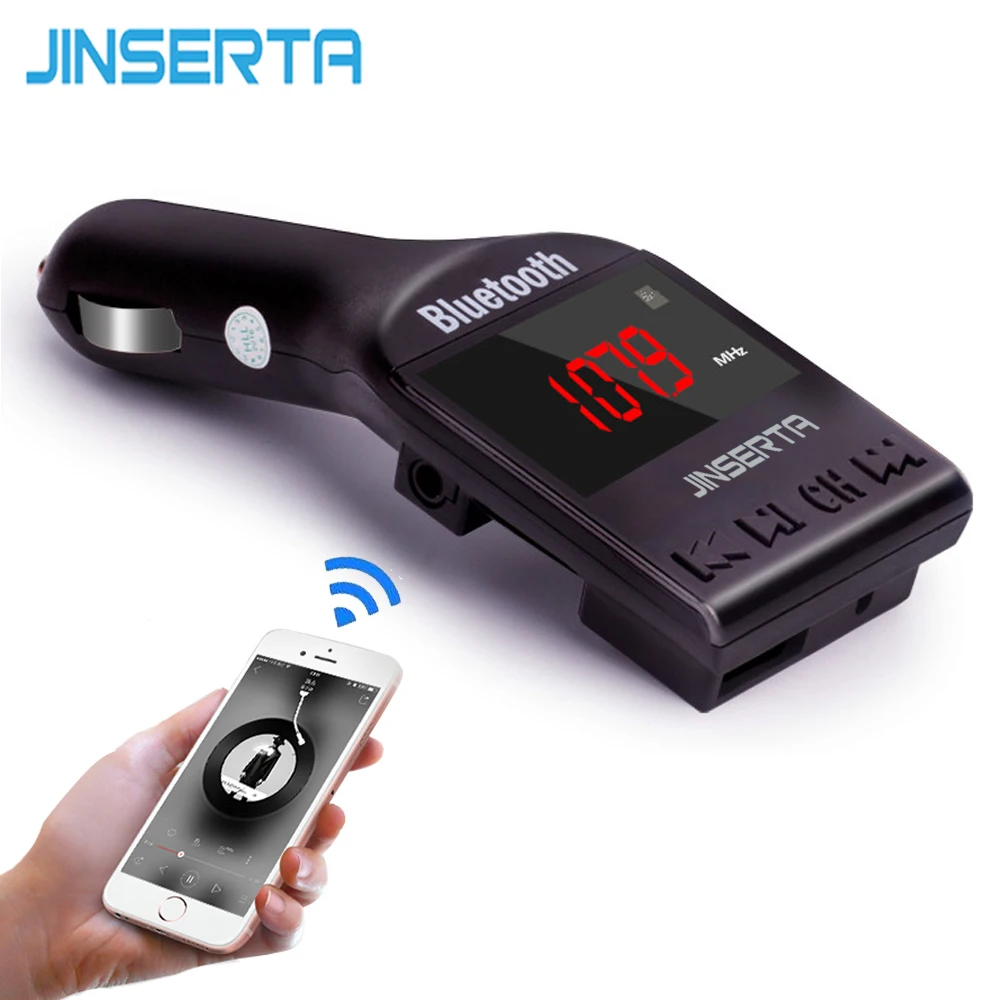 

JINSERTA Bluetooth Car Kit FM Transmitter Handsfree MP3 Player Wireless FM Modulator Support TF Micro SD USB Music Playing