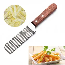 Cortador de patatas fritas de acero inoxidable, cuchillo de corte ondulado para verduras, utensilios de cocina