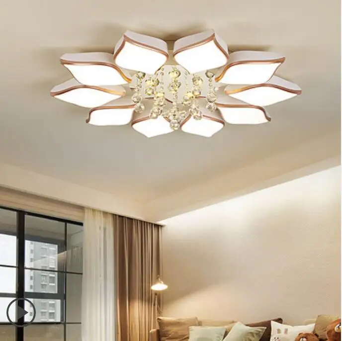 

Round crystal lamp simple modern bedroom lamp led ceiling lamp atmospheric room warm hall lamp