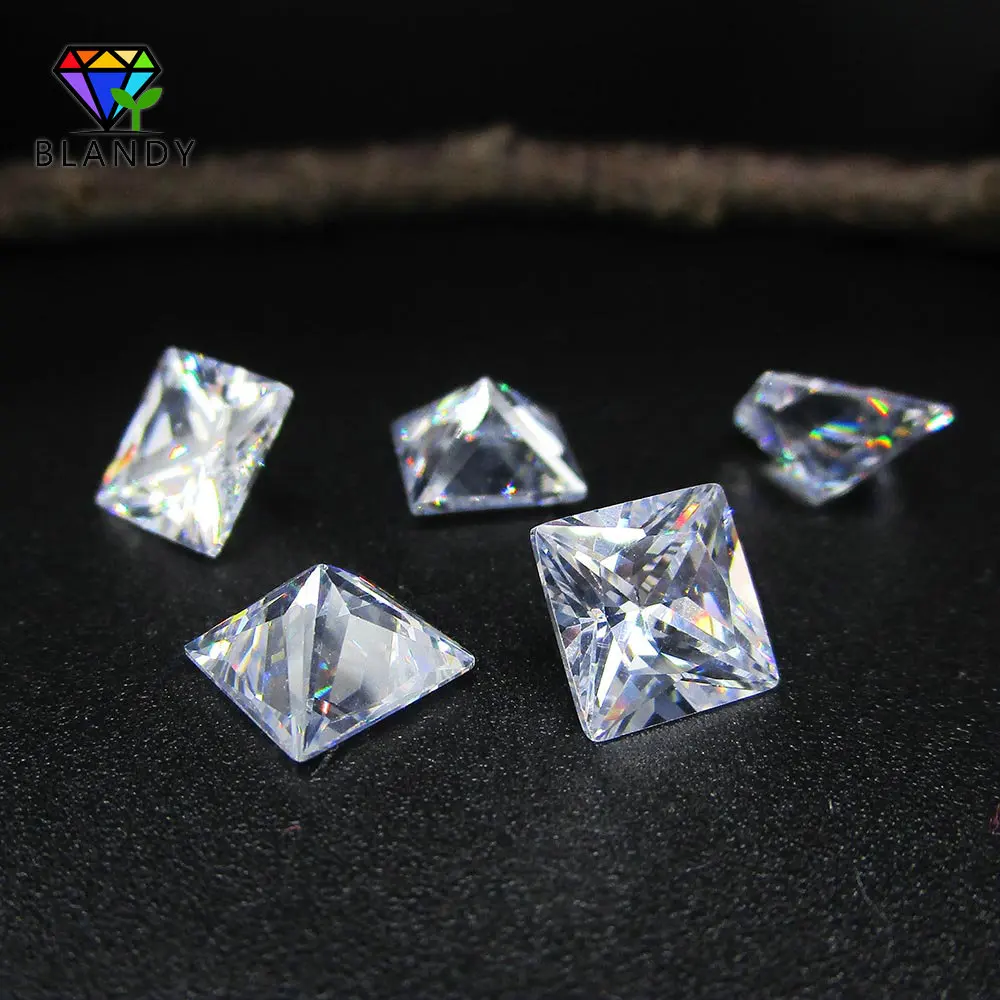 Size 1.5*1.5mm~12*12mm 5A Square Shape White Cubic Zirconia Stone Princess Cut Loose CZ Gems For Sale