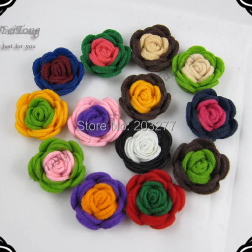 3CM double  color felt flower  Non-woven flowers 36pcs/lot 13color for your choose  Free shipping