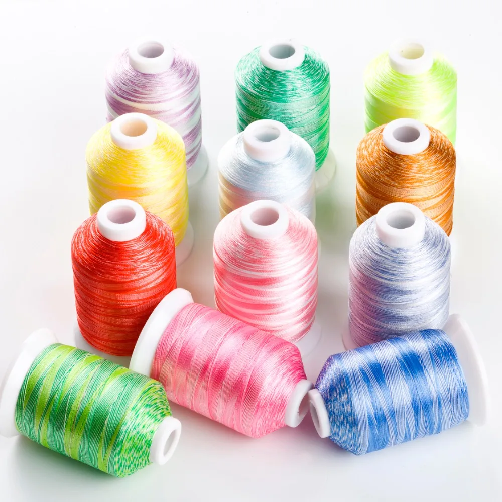 10 Mixed/ variegated colors machine embroidery thread 1000m/cone suitable for most home embroidery machines